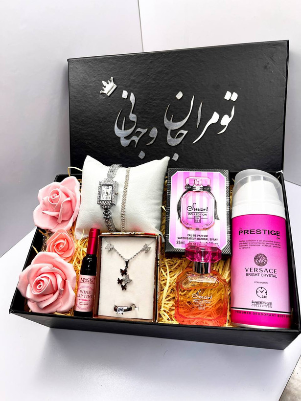 پک هدیه زنانه ست ادکلن اسپری ویکتوریا سکرت ساعت ظریف نگین دار نیمست استیل ارسال رایگان روز زن هدیه تولد