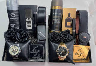 باکس شیک مردانه جعبه کادویی اقایان ساعت کمربند روان نویس روز معلم روز مرد ارسال رایگان تخفیف ویژه