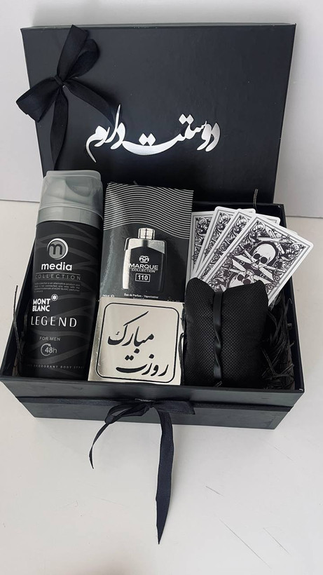 باکس هدیه مردانه پک هدیه اقایان باکس پاسور دستبند پیچ کادوی شیک برای شوهرم باکس کادویی مشکی
