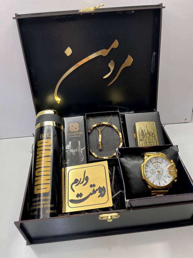 خرید کادوی روز مرد مردانه باکس هدیه شیک ساعت شاخدار غول روز مرد ارسال فوری