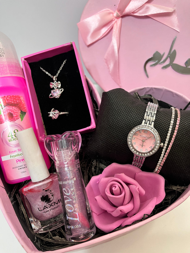 باکس قلبی دخترانه صورتی اکسسوری متن دوستت دارم باکس زنانه